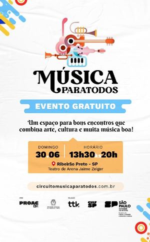 “Música Para Todos” reunirá várias atrações neste domingo, 30, no Teatro de Arena
