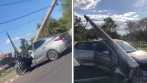 Carro bate em poste no Planalto Verde e trânsito é interditado temporariamente em Ribeirão Preto