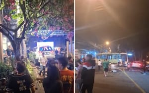 Carro colide com ônibus e invade bar no Jardim Botânico, mas ninguém se fere