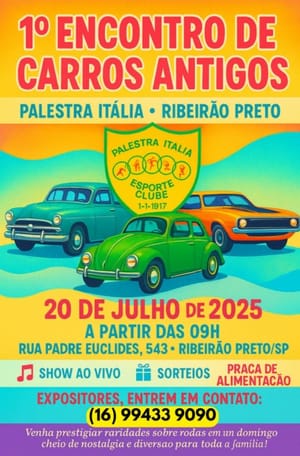 Exposição Gratuita de Carros Clássicos Agita Palestra Itália Neste Domingo