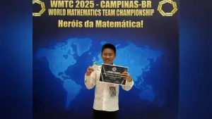 Aluno de 12 anos de Ribeirão Preto conquista prata em campeonato mundial de matemática em Campinas