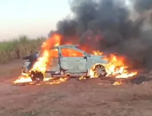 Guarda Metropolitana localiza veículo furtado em chamas na zona Leste de Ribeirão Preto