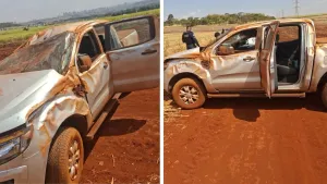 Dois adolescentes de 14 anos são detidos após capotarem caminhonete na zona rural