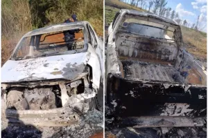 Guarda Municipal encontra carro furtado em chamas na Fazenda Experimental
