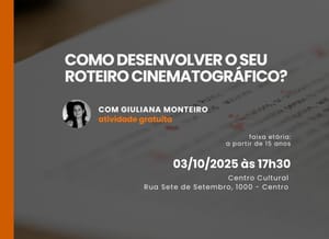 Oficina gratuita de roteiro abre vagas em Santa Rosa de Viterbo com inscrições até 2 de outubro