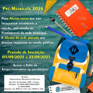 Santa Rosa abre pré-matrícula on-line para vagas do ano letivo 2026