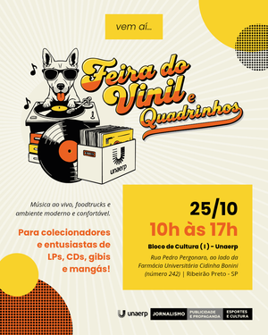 Unaerp promove feira de vinis e quadrinhos com música e gastronomia no próximo sábado