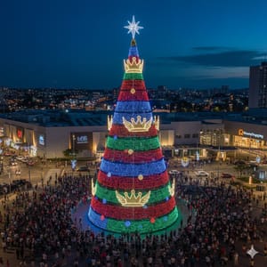 RibeirãoShopping inaugura árvore de Natal de 43 metros com show de luzes em movimento inédito