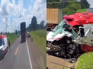 Colisão entre ambulância do SAMU e carro mata três na rodovia Abrão Assed, em Cajuru