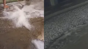 Granizo cobre ruas do Centro de Monte Alto