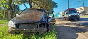 Motorista fica ferida após carro atingir árvore na avenida Dom Pedro I, em Ribeirão Preto