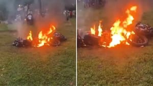 Duas motocicletas são incendiadas durante festa na Praça do Macarrão, em Ribeirão Preto