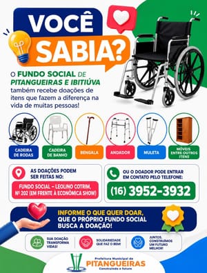 Campanha em Pitangueiras arrecada cadeiras de rodas, móveis e itens de apoio para famílias em vulnerabilidade