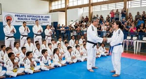 Projeto de judô realiza troca de faixas e reforça papel do esporte na formação de jovens