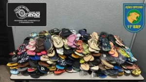 Dois presos em Ribeirão Preto após PM recuperar 181 pares de chinelos furtados