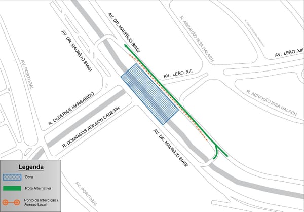 RP Mobi alerta para interdição em trecho da Maurílio Biagi para construção de duas pontes