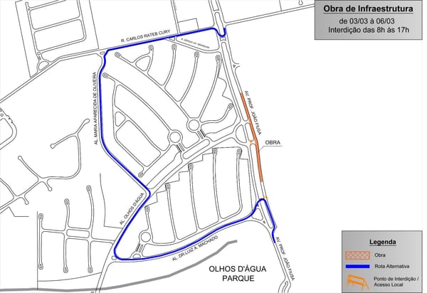 Trecho da João Fiúsa terá interdição parcial por obras entre 3 e 6 de março
