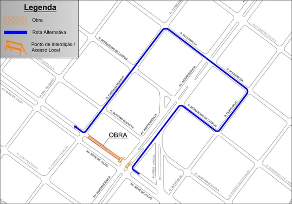 Interdição na Avenida Nove de Julho altera trânsito em Ribeirão Preto por 15 dias!
